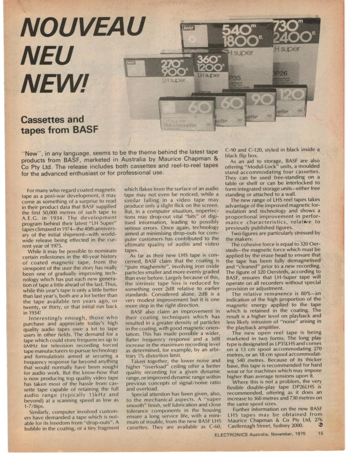 BASF Tapes Electronics Australia Magazine, 1975.png