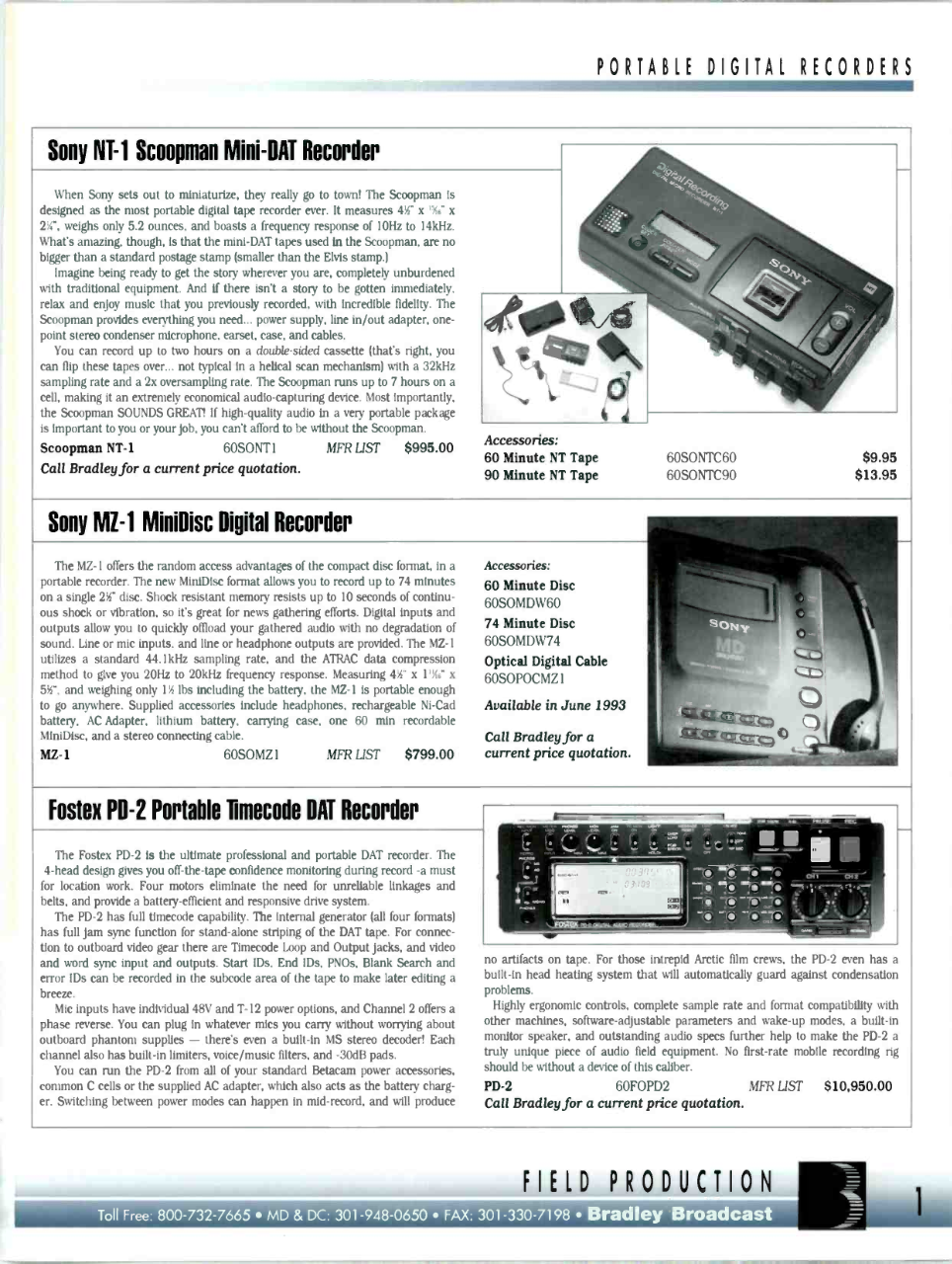 Bradley Broadcast Catalog 1993 with high-end portables | Stereo2Go