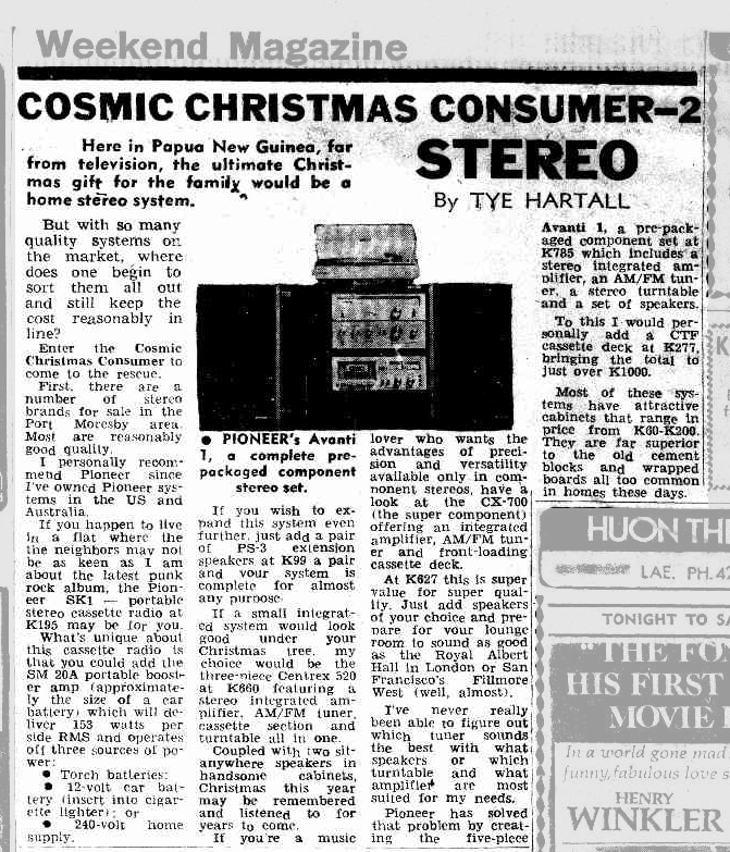 COSMIC CHRISTMAS CONSUMER - 2 STEREO - STEREO - Papua New Guinea Post-Courier 1978.png