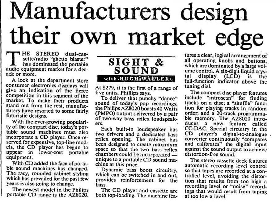 Manufacturers design their own market edge - SIGHT SOUND - The Canberra Times 1992.png