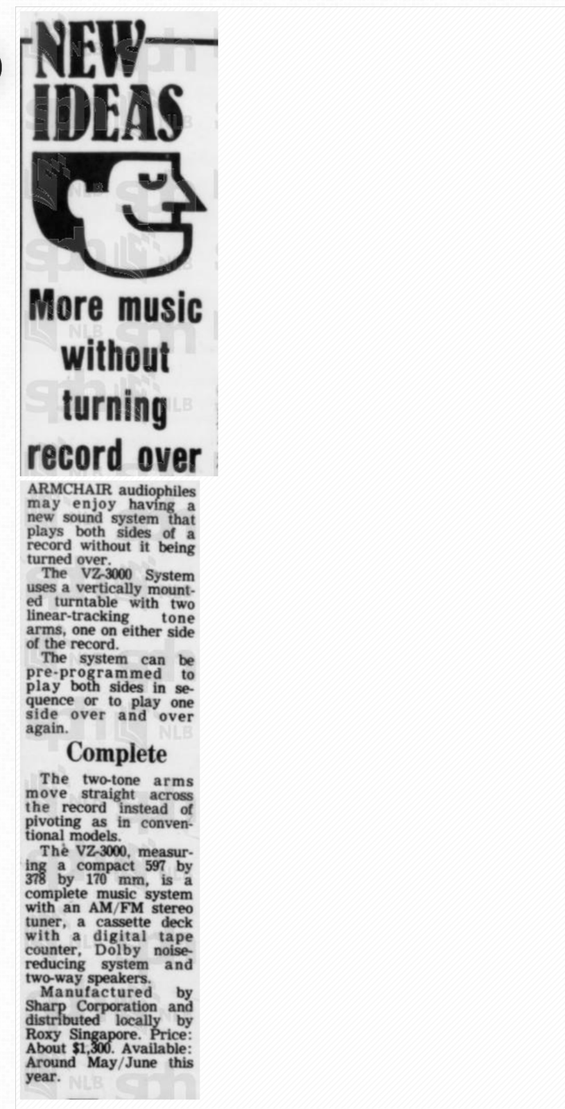 NEW IDEAS More music without turning record over The Straits Times 1981.png