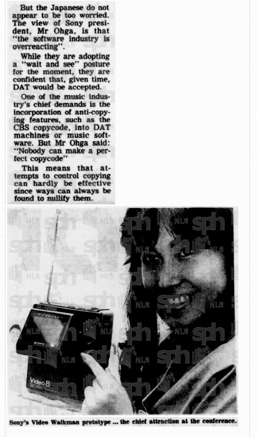 Paperback-size video player among Sony's latest gadgets straitstimes 1987 3.png