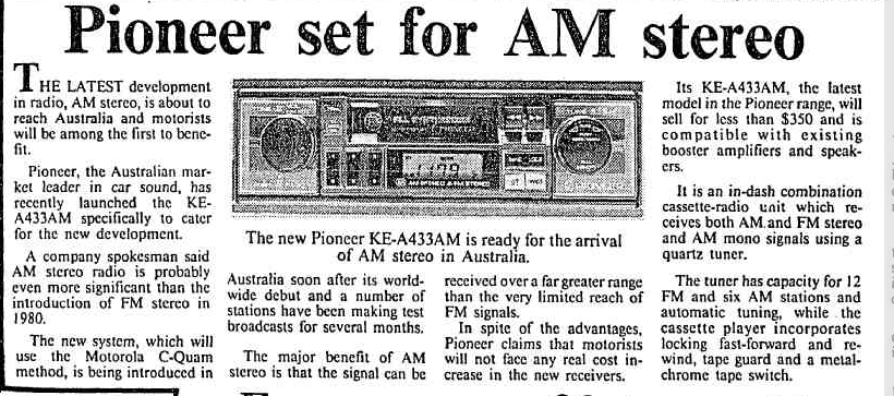 Pioneer set of AM stereo - The Canberra Times 5 Feb 1985.png