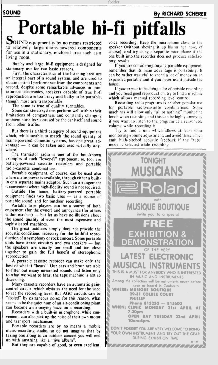 Portable hi-fi pitfalls 1980 The Canberra Times.jpg