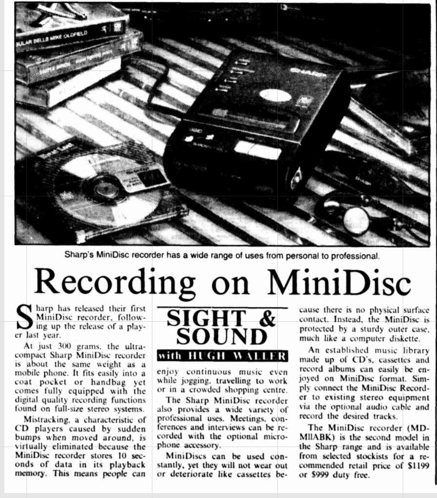 Recording on MiniDisc The Canberra Times 1994.png
