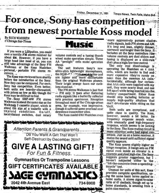 Sony SRF-40W The Times News (Idaho Newspaper) 1981-12-11.png