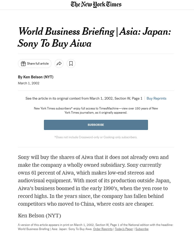 World Business Briefing Asia Japan Sony To Buy Aiwa (Published 2002).png