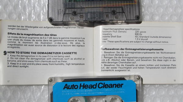 IMG_0376 TDK HD-01 Head Demagnetizer Cassette Teac QP-001 Auto Head cleaner Specifications