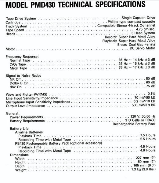 marantz 430 specs