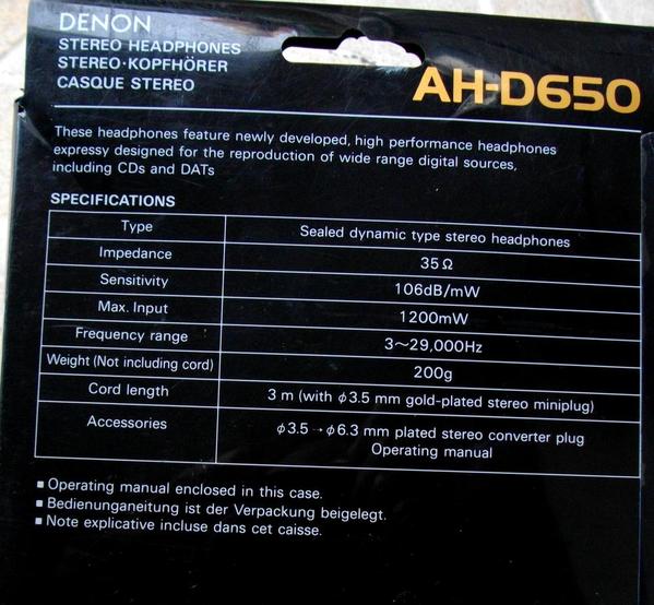 Specifications for Digital ready DENON Headphones 1