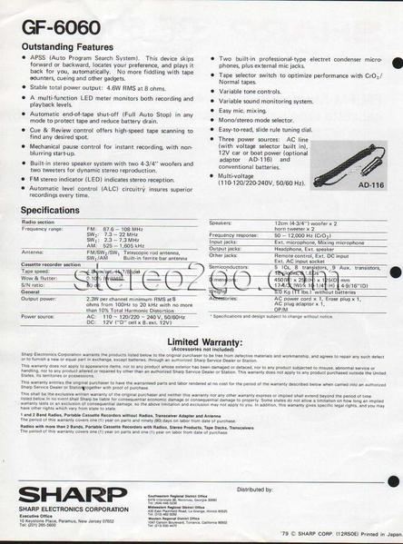 Sharp GF-6060 Sales Brochure specifications